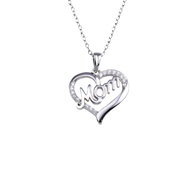 ♥️ MOM HEART STERLING SILVER NECKLACE - Picture 1 of 5
